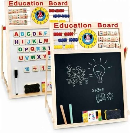 Wooden Multi-Functional Education Board with Abacus & Magnetic Letters