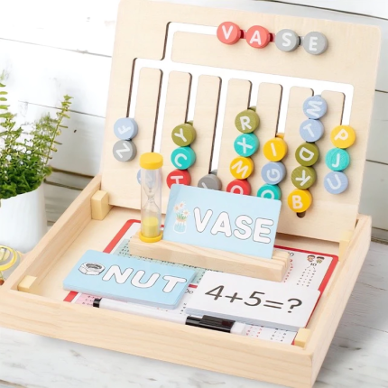 Kids' Wooden Learning Abacus & Alphabet Discovery Board